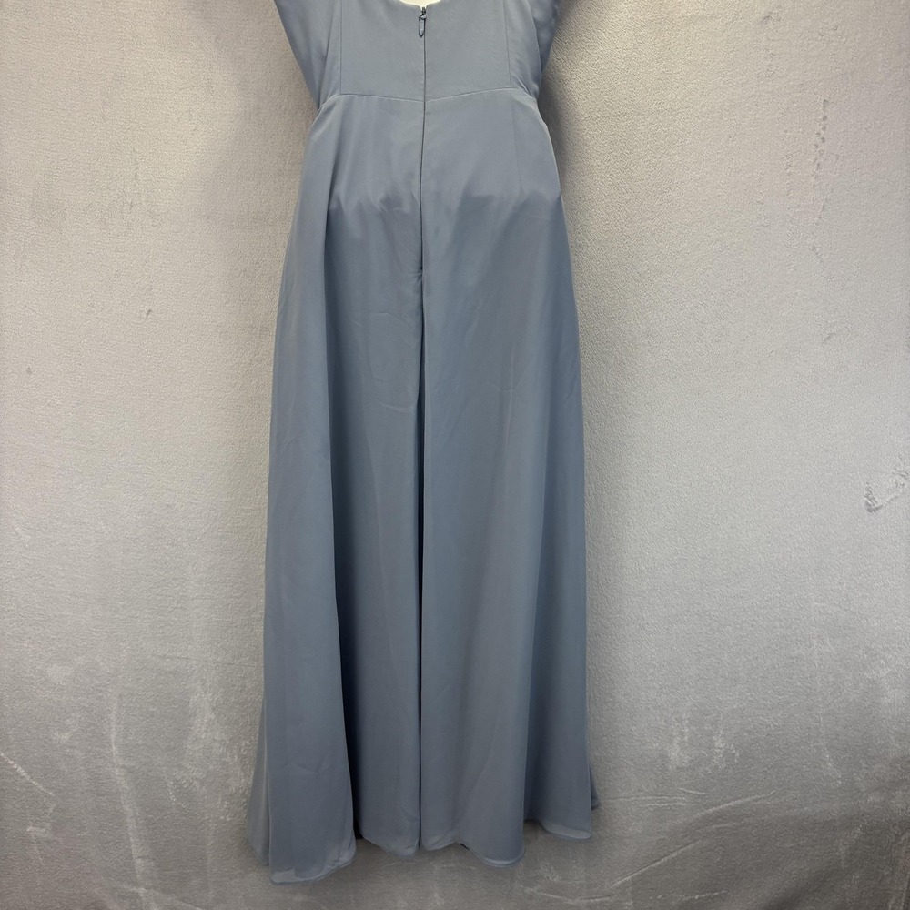 Azazie Dusty Blue A-Line Bridesmaid Dress Womens 10 A10 Classic Long Formal Gown - Picture 5 of 13